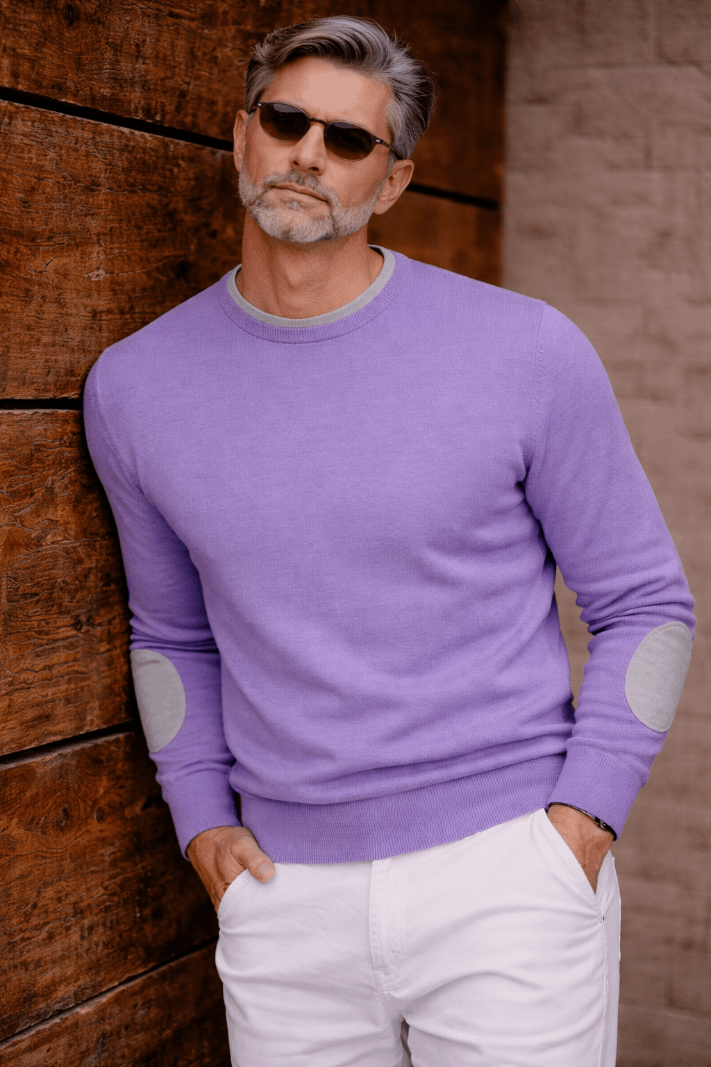 Classic Crewneck Purple 100% Cashmere